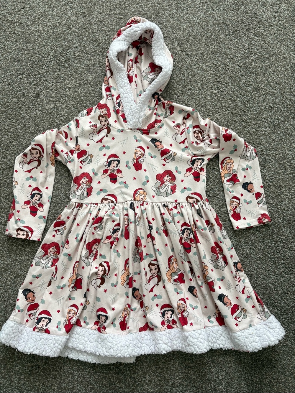 Girls Boutique Christmas Holiday Disney Princess Hooded Dress